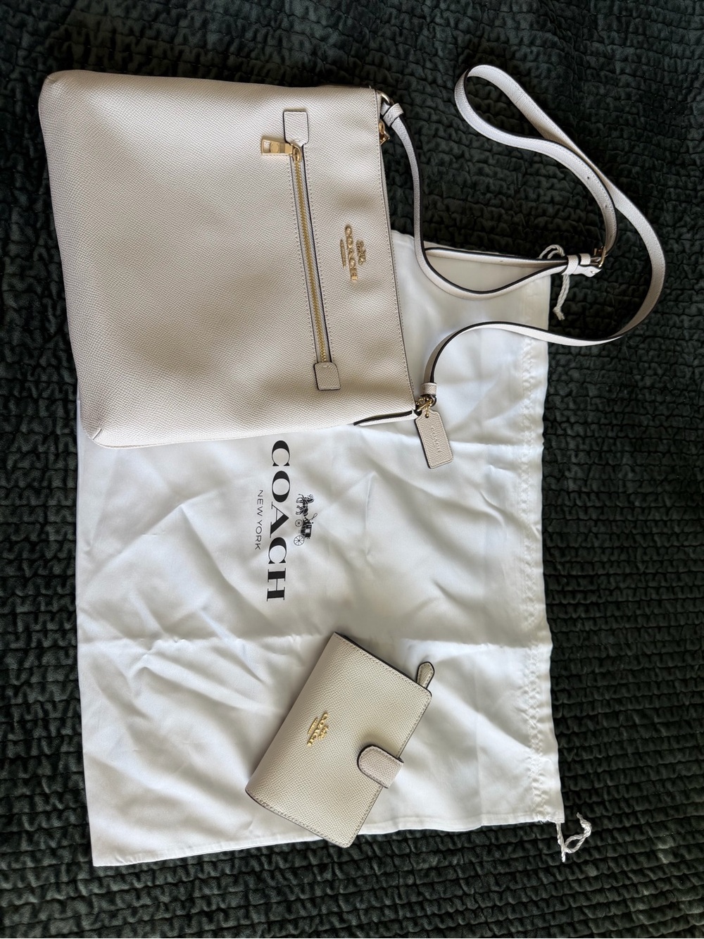 Coach Chalk Pebble Leather Shoulder Crossbody with Matching Wallet